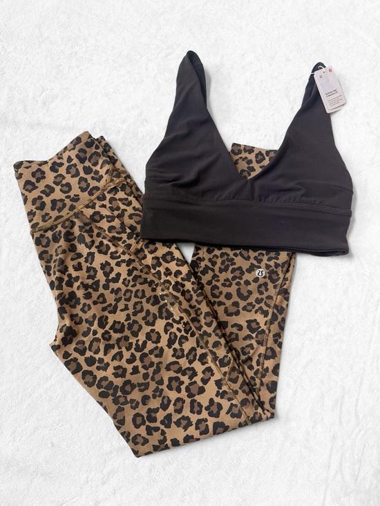 lululemon athletica Pants - NWT Lululemon Align V-Neck Bra + Fast & Free 25” Leopard Set – Sequoia – Size 4